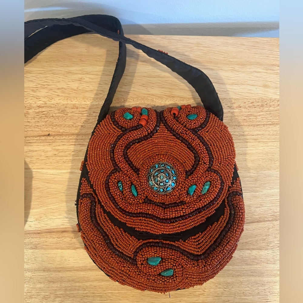 Handcrafted Beaded Fabric Crossbody Bag